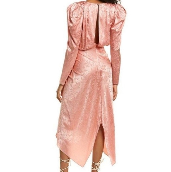 New Ronny Kobo Astrid Jacquard Satin Dusty Rose Midi Dress NWT Size XS - Picture 8 of 14